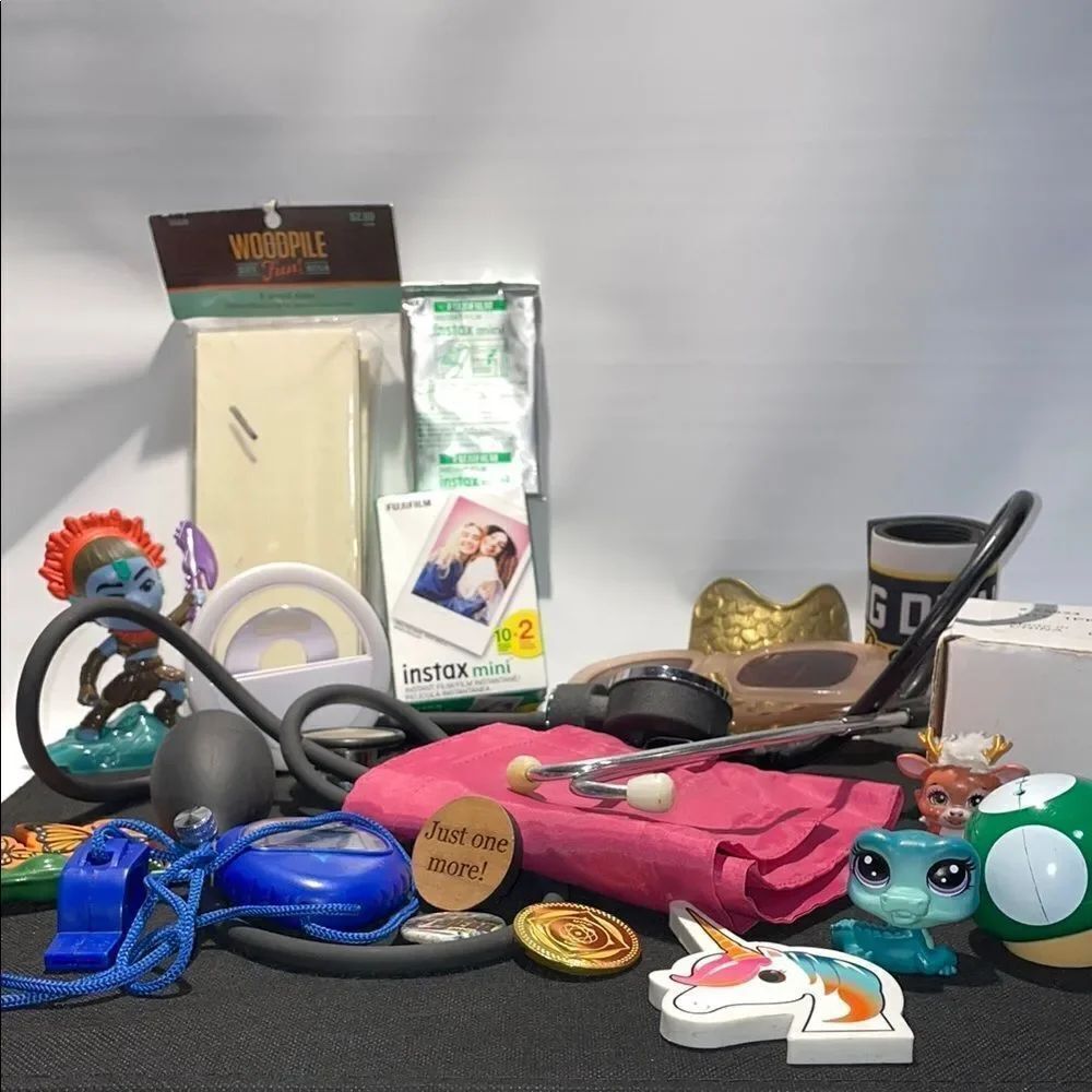 Junk drawer lot Colorful Assorted Toy and Gadget Collection etc.